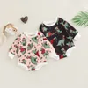 Rompers moda natal bebê 0-24m criança nascida infantil garotas meninas de algodão estampar de manga comprida