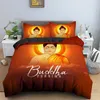 Sängkläder sätter familje Buddha Set Mandala Quilt Cover Luxury Twin King Size Bed Bohemian Bedclothes 2/3 PCS With Pillow Case Golden