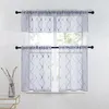 Vorhang Topfinel Geometrische durchsichtige Vorhänge Moderne kurze Fenster drapieren für Küche Wohnzimmer Schlafzimmer Tüll Voile Cafe