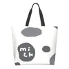 Storage Bags Reusable Shopper Sack Shoulder Canvas Shopping Bag Tote For Women Beach School Casual Large Kawaii Cute Milk