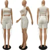 Survêtements pour femmes Summer Streetwear Blanc 2 Deux pièces Ensemble Femmes Tenues Sans Manches Bandage Crop Top Skinny Biker Short Ruché Survêtement