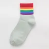 Dames sokken 2022 ins lente regenboog zomer katoen kleurrijke gestreepte harajuku meisje standaard streetwear korte vrouwelijke meias