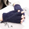 Mink Gloves Half-Finger Mittens Winter Warm Ull Pekskärmhandskar Kvinnor Män Stickande mjukt kontor Utomhus Sport handskar gåva