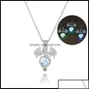 Подвесные ожерелья подвесные ожерелья подвески ювелирные изделия 3 цвета/стили светятся в темноте для женщин Полая русалка сова Gun Skl Key Drago Dhc4o
