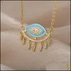 Pendant Necklaces Pendant Necklaces Vintage Crystal Demon Eye Necklace For Women Mticolor Enamel Heart Fashion Creativity Jewelry Gi Dhh1E