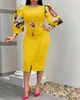 Abiti casual Donna Stile Indie Elegante aderente O Collo Vita alta Ufficio da donna Abbigliamento da lavoro Abito alla moda africano