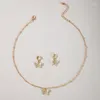 Necklace Earrings Set & HuaTang 2022 Elegant Gold Butterfly Jewelry For Women Pearl Long Chains Ladies Wedding Party Decoration