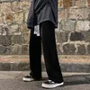 Pantalones de hombre Pantalones negros de pana para hombre Pantalones casuales sueltos Primavera Otoño Moda Estilo de Hong Kong Streetwear Pierna ancha Tallas grandes 3Xl
