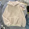 Autumn Winter Thick Warm Coat Velvet Cashmere Women Hoody Sweatshirt Solid Blue Pullover Casual Tops Lady Loose Long Sleeve 220722