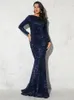 Casual Dresses Elegant O Neck Long Sleeve Sequin Maxi Dress Floor Length Stretchy BodyCon Party Dress Gold Green Bourgogne Red 221018