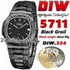 Diw Diwf5711 Black Grail A324 Automatic Mens Watch NTPT Crafts Carbon Fiber Black Stick Dial Ultra Tow