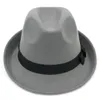 Fedora-hoeden voor vrouwen Men Roll-up korte rand Trilby Gangster Jazz Cap met Black Ribbon Band