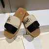 Luxe Damen Slipper Berühmter Designer Woody Mule Flache Sandalen Mode Vogue Damen Coach Slides Top Leder Flache Gummisandalen Sandlas Pool Bedruckte Hauspantoffeln