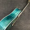 Custom Deluxe AAAA Alle solide akoestische gitaarvogels in Flight Viper Blue Green 12 Strings Dreadnought Guitar met 550A Soundhole Electronic voorversterker