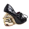 أحذية Mstapchi مقاييس جديدة تلون جولة الأنف السيدات أحذية الدانتيل حتى منصة الكعب الخام الذهبي أرنب مثير النساء 220901