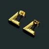 Factory Whole Fashion Jewelry Name Brand Titanium Earrings Gold Plated Stainless Steel Classic343e