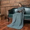 Altri abbigliamento indossabile coperta in pile con maniche tasche caldo spesso caldo spesso TV maglione con cappuccio abito morbido coperta ponderata per letto da viaggio T221018