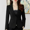 Kvinnors kostymer S-4XL Kvinnor Autumn Blazer Solid Color Lapel Single Button Cardigan Warm Formal V Neck Plus Size Office Lady Business Suit