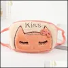 Designer Masks Plush Bowknot Cat Bear Cartoon Kiss Dust Face Masks Reusable Mascarilla Fashion Mascherine Washable Adt Kid Cycling 2 Dh1Ov