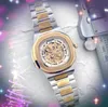 Mens Hollow Square Skeleton Watch 40mm Profonde Balayage Automatique Mouvement Mécanique Bracelet En Acier Inoxydable Horloge Table Montre-Bracelet montre de luxe