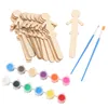 Festive Supplies 32pcs DIY Sticks Men Craft Unfinished Ornaments Shaped Peg People To