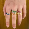 Wedding Rings Stack Stacking Fashion Women Ring Gold Filled Colorful Square CZ Cubic Zirconia Gorgeous For Girl