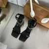 Sandalet Sondr 2022 PU Kadınlar Yaz Stiletto Topuklu Pompalar Zincir Ayakkabı Açık Parti Parti Gladyatör Toka Kayışı Kesin Fashionolid