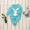 Rompers baby schattige konijn pom geboren peuter jumpsuit outfit lange mouw herfst baby babyjongen winterkleding gebreid warm 221018