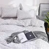 Set di biancheria da letto a righe scozzesi Comodo set in poliestere stampa levigatura copripiumino 1pc 1/2pcs federe