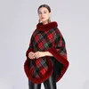 Kobiet Fur Futro luksusowy rękaw Batwing Faux Cloak Poncho Sweater Cape Knitted Pullover Girl Winter Oversizeum Spódnica