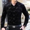 Men's Dress Shirts Men Silk Shirt Bandana Paisley Formal Turn Down Collar Velvet Spring Autumn Floral Flower Pattern