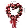 Decorative Flowers Rose Flower Heart Wreath With Silk Ribbon Peony Garland Handmade Home Decoration For Wedding Valentine