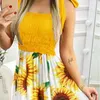 Casual Dresses Summer Sexy Spaghetti Strap Floral Print Maxi Dress For Women 2022 Elegant Chest Wrap Long Woman Beach Holiday