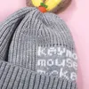 Tavşan kulakları ile bebek şapkası kızlar beanie örgü yün kaplı çocuklar sonbahar kışlık sıcak şapkalar bebek yürümeye başlayan çocuk bonnet