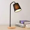 Tafellampen stoflamp voor woonkamer studeren moderne Noordse smeedijzeren houten basis LED -bureau leeslicht