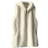 Women's Fur Autumn Winter Women Fashion Coats Hoodie Sleeveless Vest Zipper