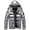 メンズジャケットメンズ濃厚な暖かいジャケット光沢のある冬のフード付き防水ハット風景パーカ