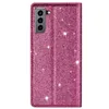 Fundas de teléfono de lujo para Samsung A35 A55 A15 A25 A24 A05 S24 S23 FE Ultra Plus 4G 5G Cartera de cuero con purpurina funda de lujo con adorno de cristal