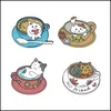 Broches Broches 20 Pcs / Lot Dessin Animé Mignon Café Chat Broches Alliage Émail Collier Fleurs Broches Ami Femmes Hommes Coupe Conception Broche Jewelr Dham9