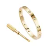 Hög upplaga kärlek manschettskruvarmband armband för kvinnor män 10 vita/klara stenar 316l titanstål smycken med skruvmejsel 16 cm-19 cm