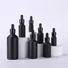 Matt svart glas droppflaska 5-100 ml eterisk olja parfym e vätskedroppar flaskor med ögondroppe