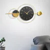 Настенные часы современный золотой черный дизайн металлические круглые часы молчаливый механизм