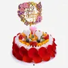 Décoration de gâteau en acrylique, fournitures festives, décorations de fête d'anniversaire pour enfant fille, fleurs de barre de bonbons