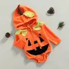 Rompers focusnorm 0-24m herfst babymeisjes jongens mooie outparden pompoen bedrukte capuchon met lange mouwen zipper Halloween-kleding 221018