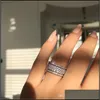 Bandringen Bridal Wedding Rhinestone Ring Band Betrokkenheid Women Rings sets diamant mode sieraden drop levering 2022 dh1ho