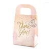 Gift Wrap 60Pcs Pink "Thank You" Wedding Favors Bags Present Handbag Paper Bag Box Candy Chocolate Boxes 9.4x17.5x5.8cm