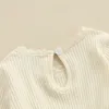 Barboteuses 0-18M bébé filles 2 pièces tenues d'automne à manches longues côtes tricot barboteuse Floral Tutu robe bandeau ensemble 221018