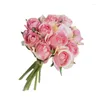 Fiori decorativi 11 teste Rose Fiore artificiale Decorazione di nozze Parete Sposa con bouquet Pografia Prop Rose di seta finte