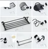 Bath Accessory Set Black Brass &Crystal Bathroom Accessories Hardware Towel Rack Bar Paper Holder Soap Dish Cup Toilet J