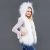 Women's Vests Women's 2023LED Lights Hooded Faux Coats Sleeveless Winter Women Oversize Fur Vest Jacket Christmas Coat Outerwear